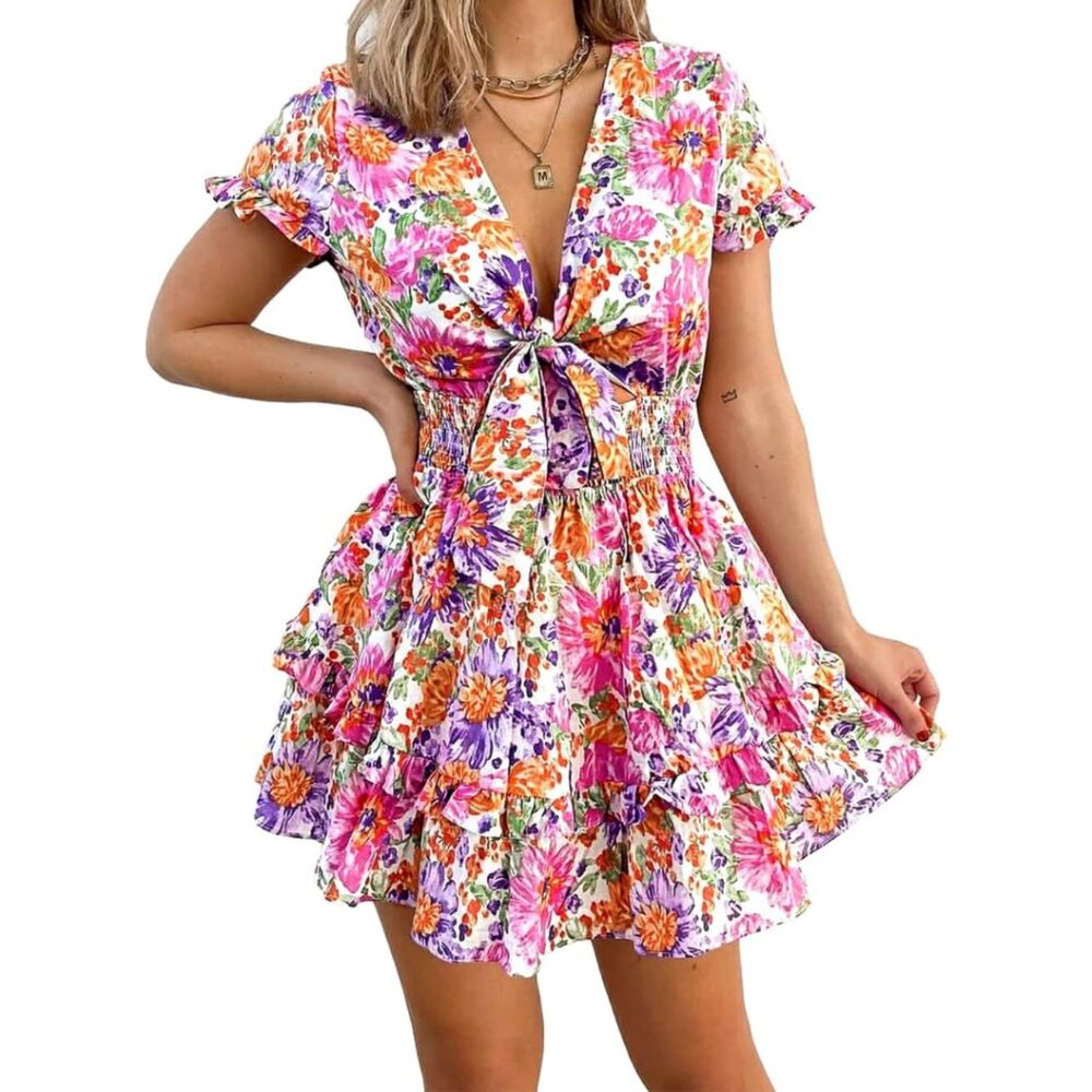 EUC PrettyGarden Women’s Colorful Floral Dress Size XXL